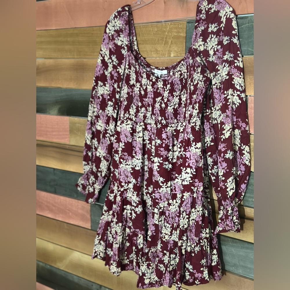 Smocked Floral Ruffle Hem Dress – Fall Boho Style - Picture 3 of 7